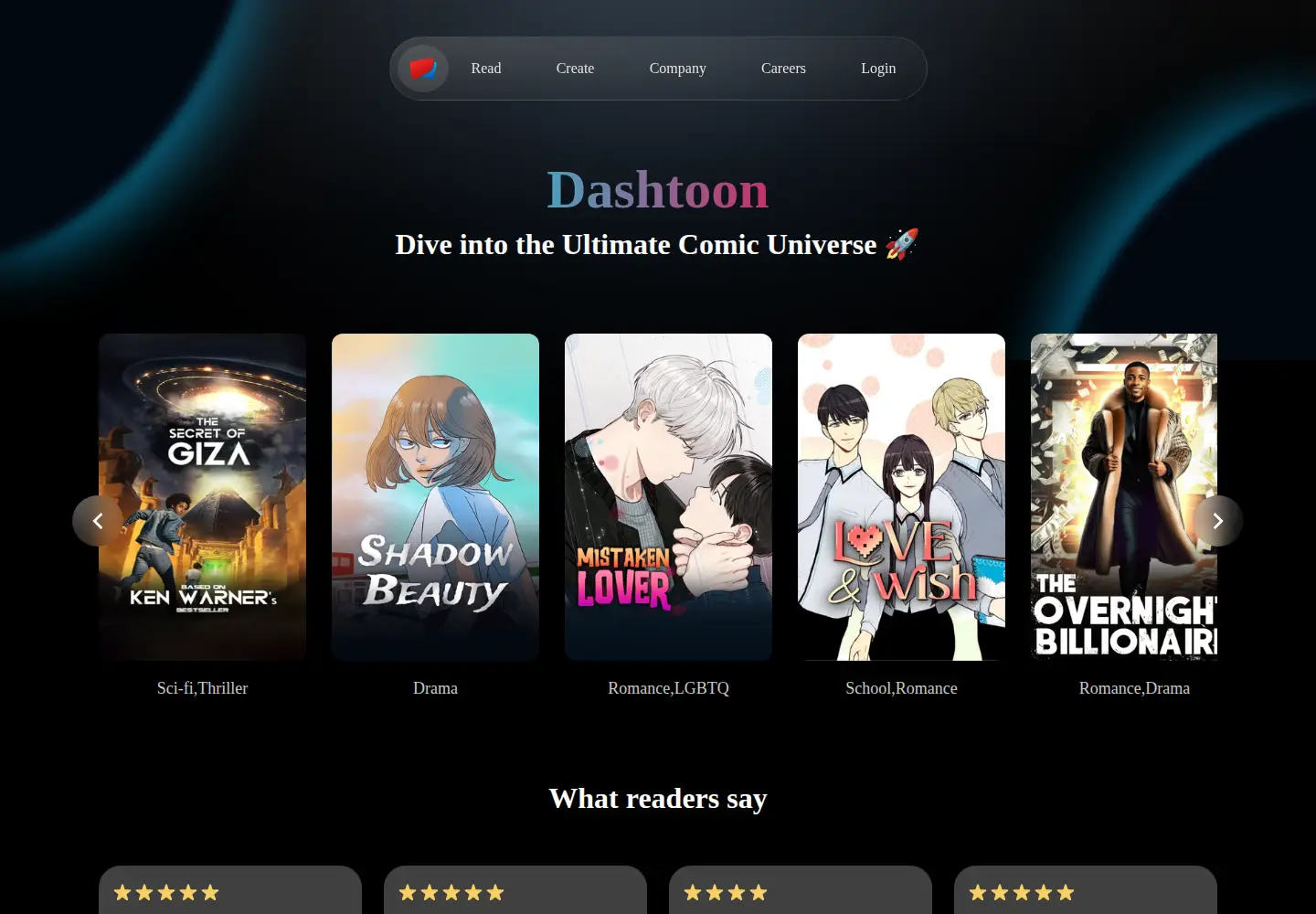 Screenshot of dashtoon.com