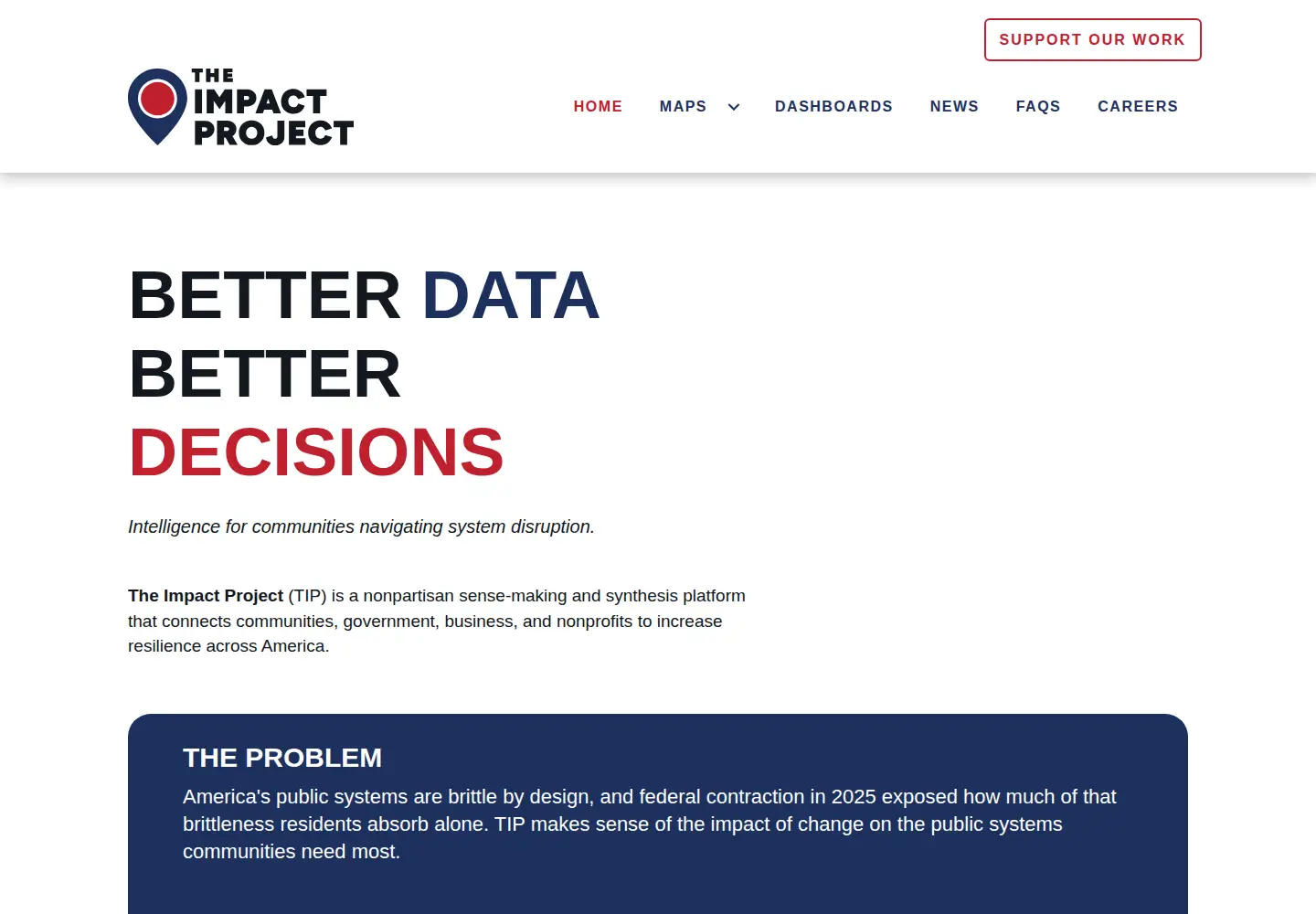Screenshot of theimpactproject.org