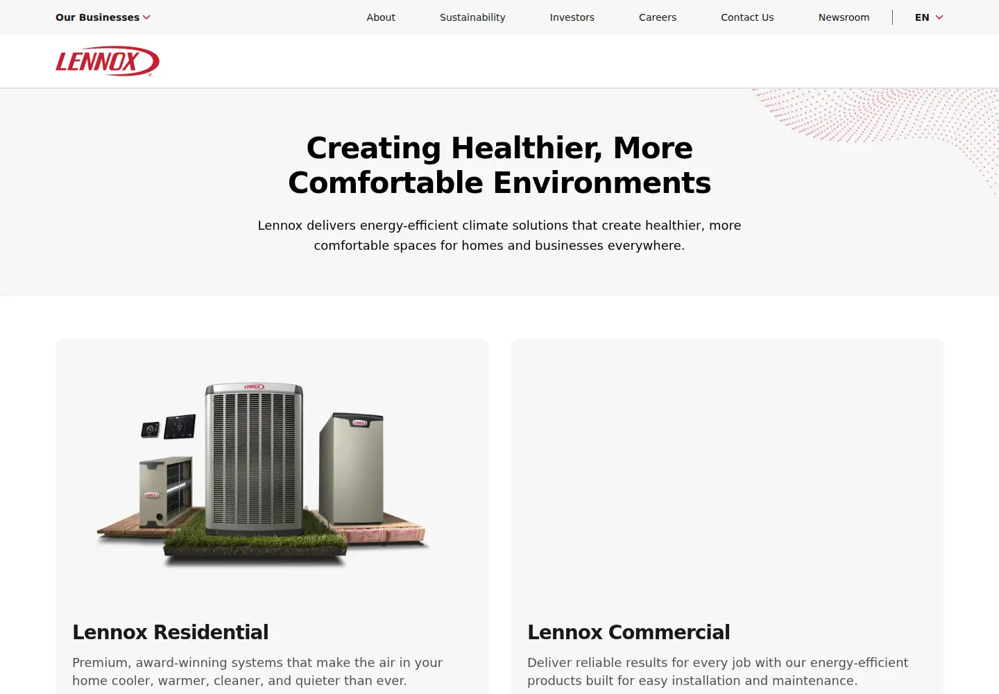 Screenshot of lennoxinternational.com