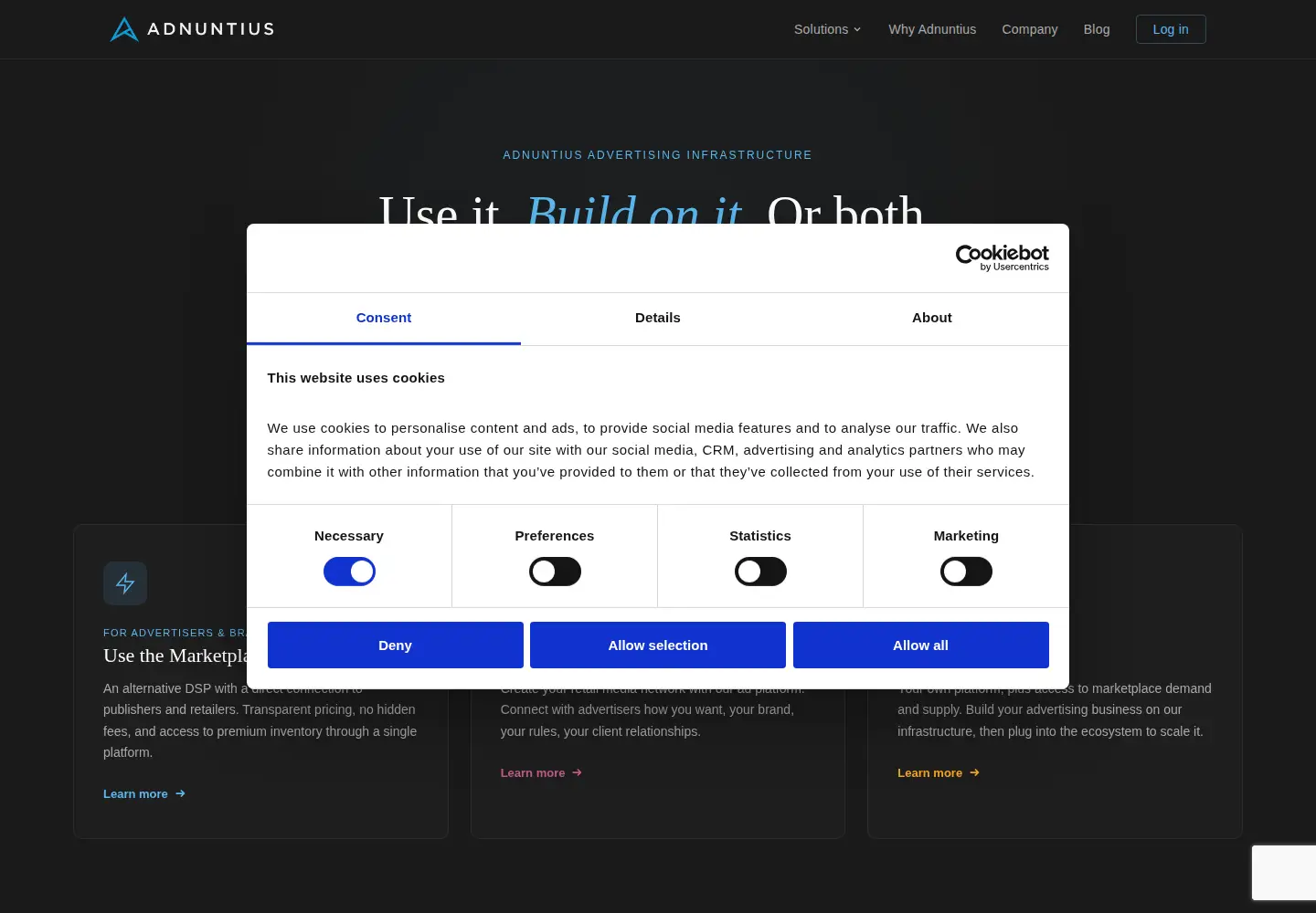 Screenshot of adnuntius.com