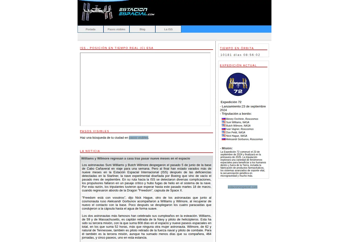 Screenshot of estacionespacial.com
