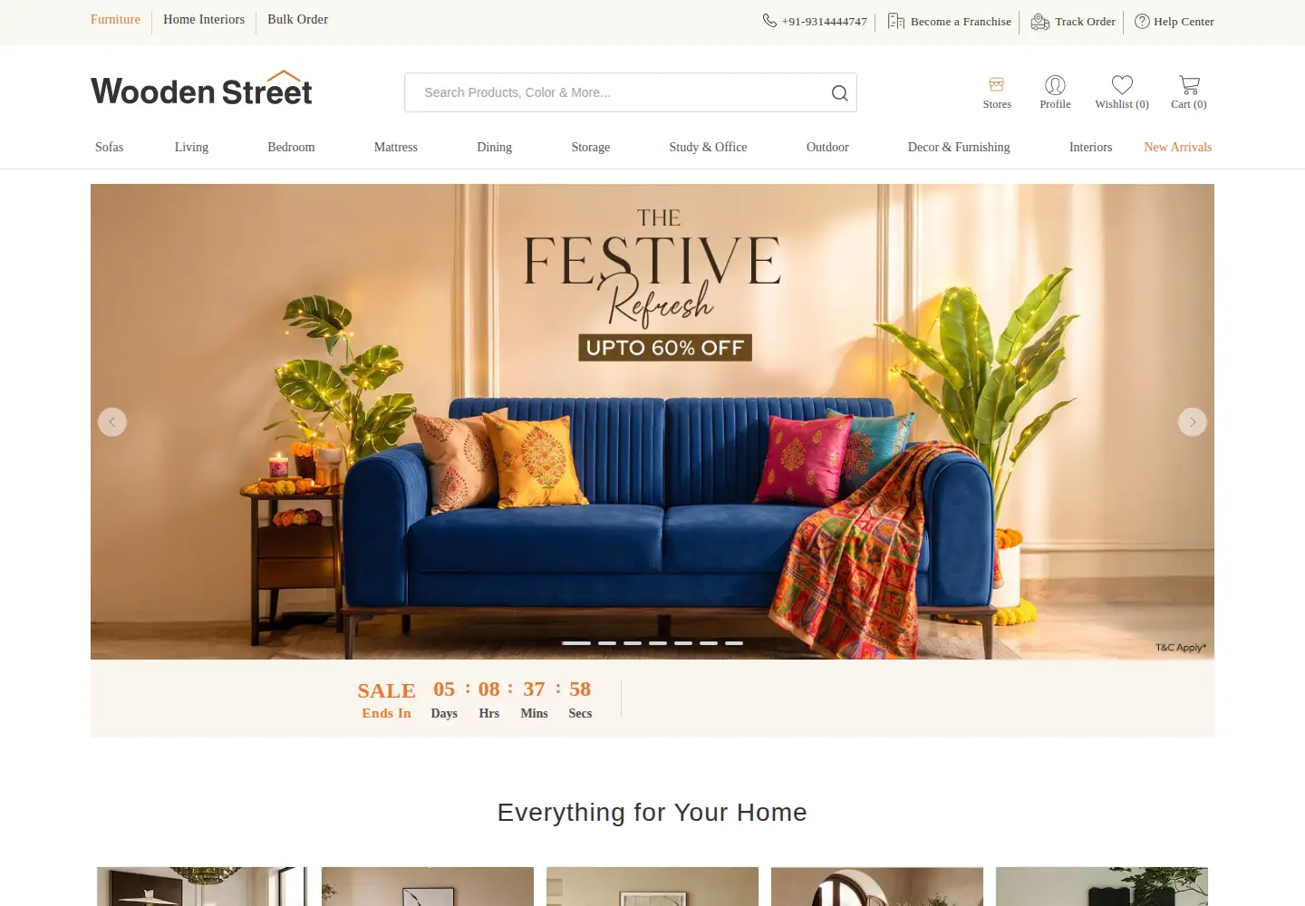 Screenshot of woodenstreet.com