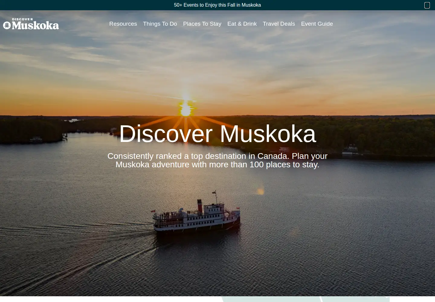 Screenshot of discovermuskoka.ca