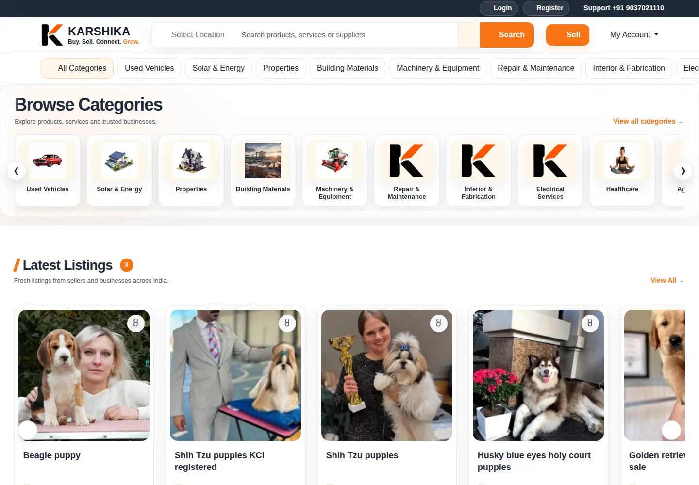 Captured homepage of karshika.com in the current scan