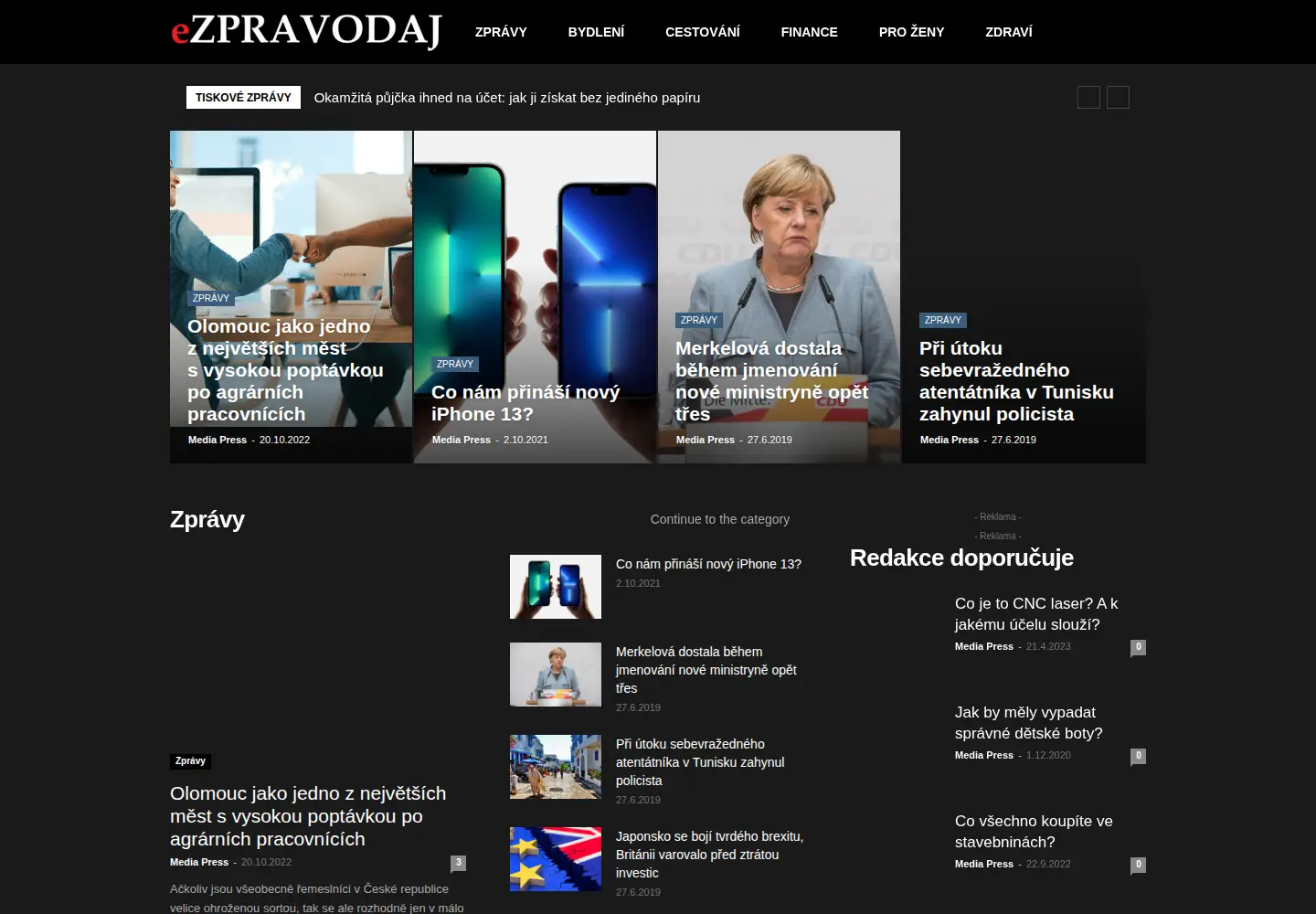 Screenshot of ezpravodaj.cz
