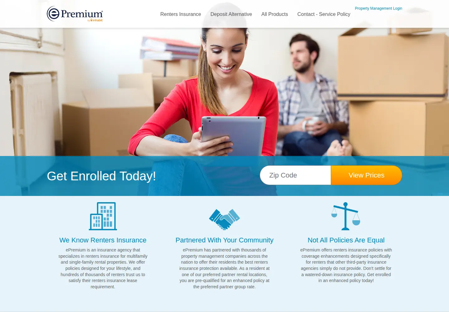 Screenshot of epremiuminsurance.com