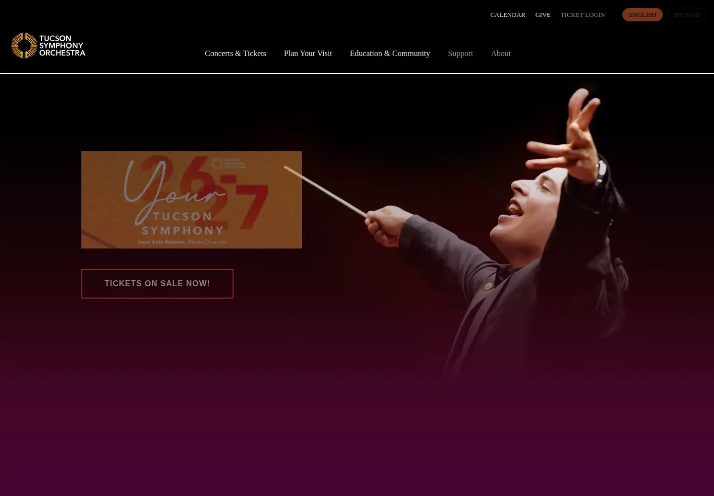 Screenshot of tucsonsymphony.org