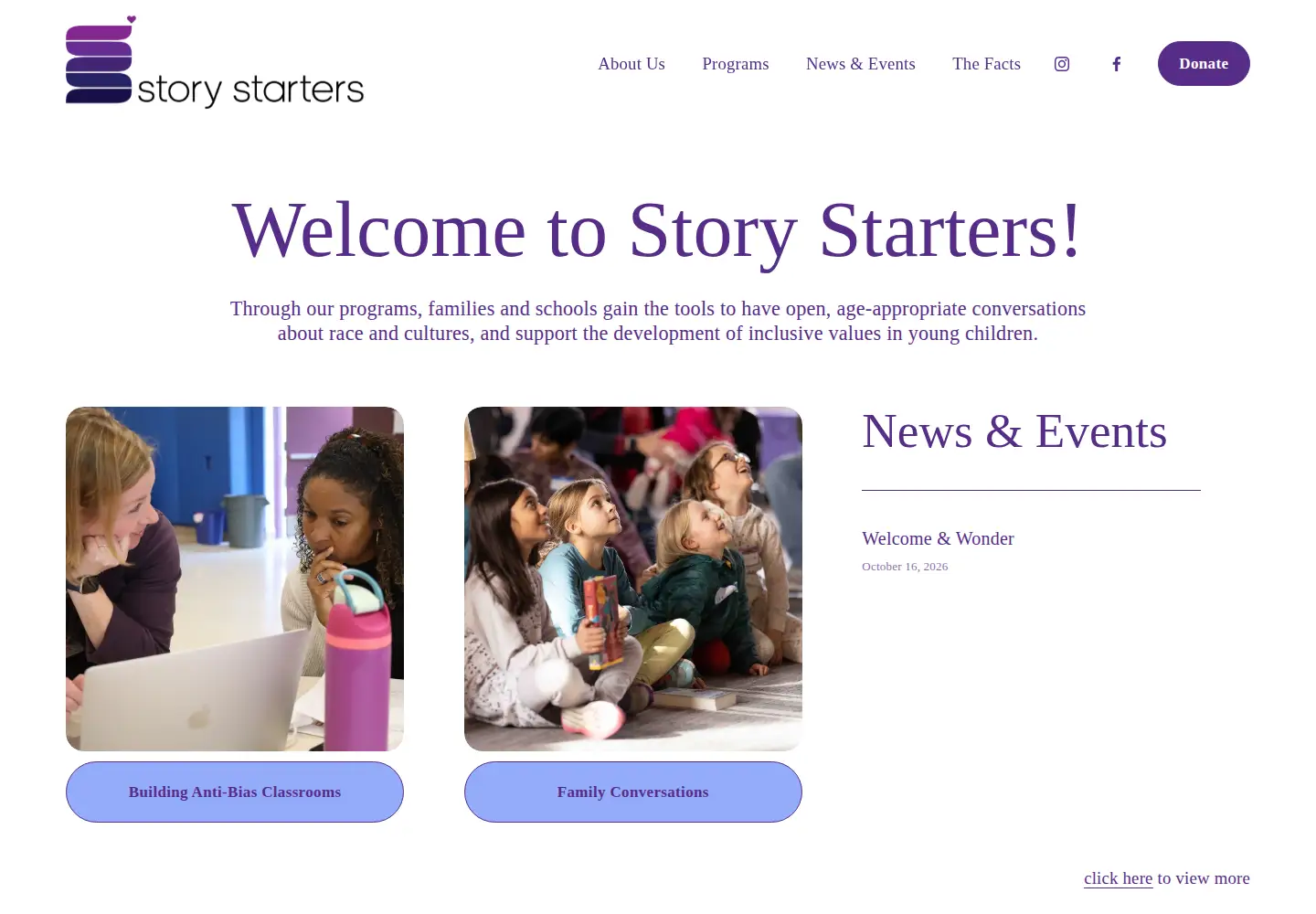 Captured homepage of story-starters.org in the current scan