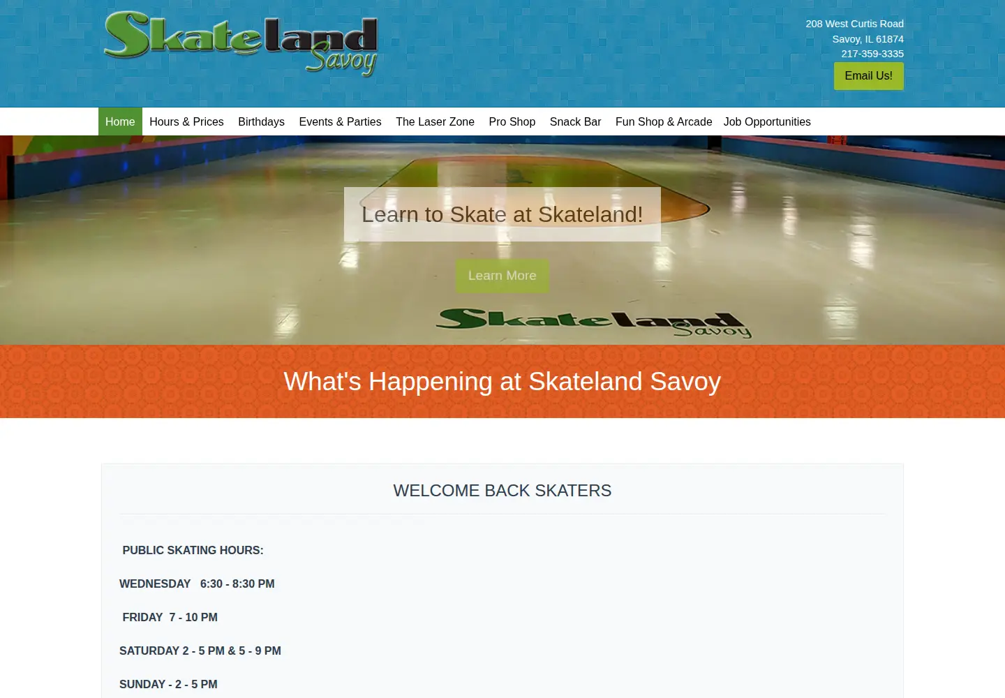 Captured homepage of skatelandsavoy.com in the current scan