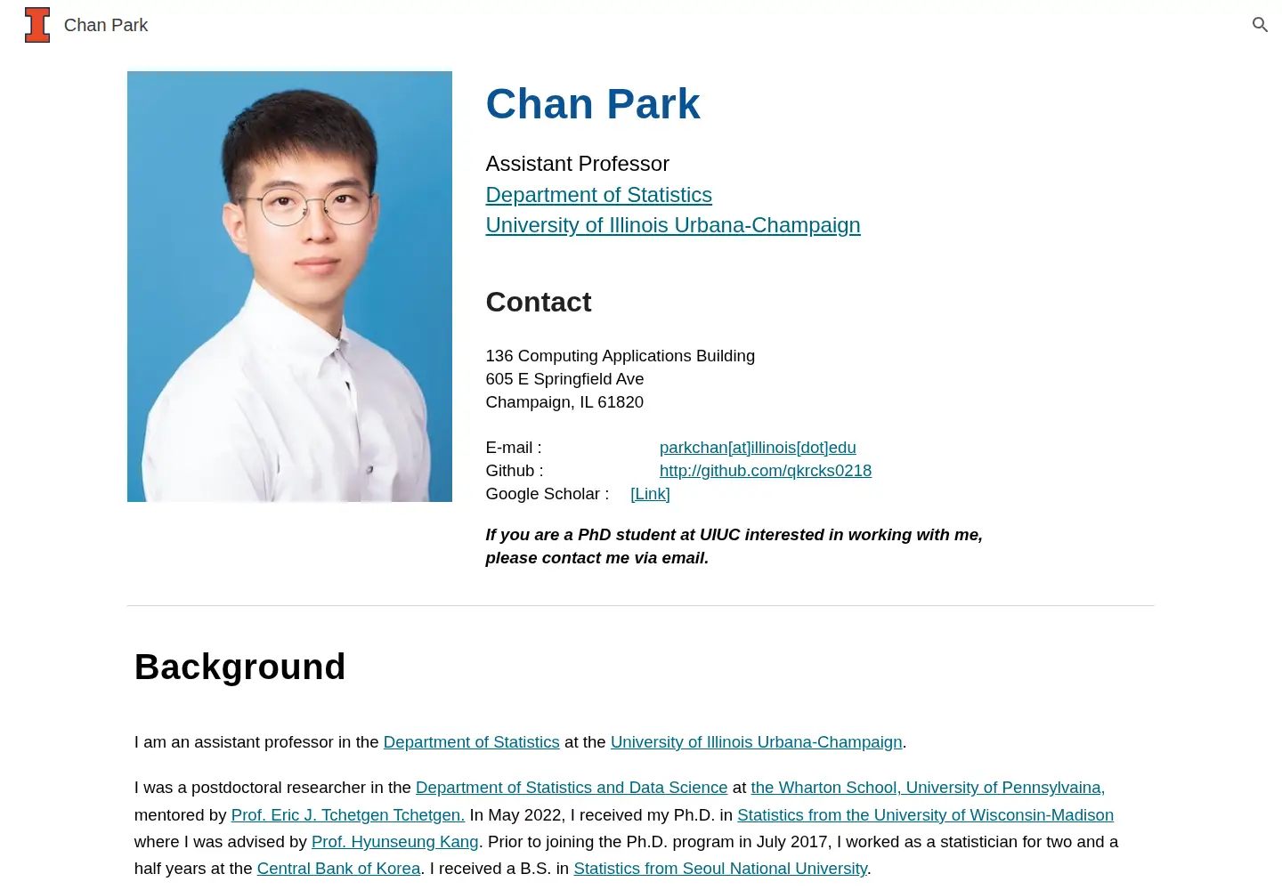 Screenshot of chanpark.net