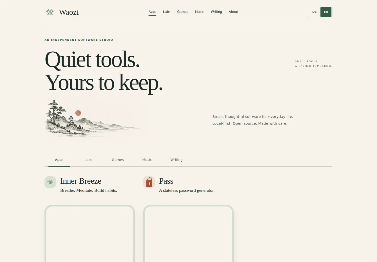 Screenshot of waozi.xyz
