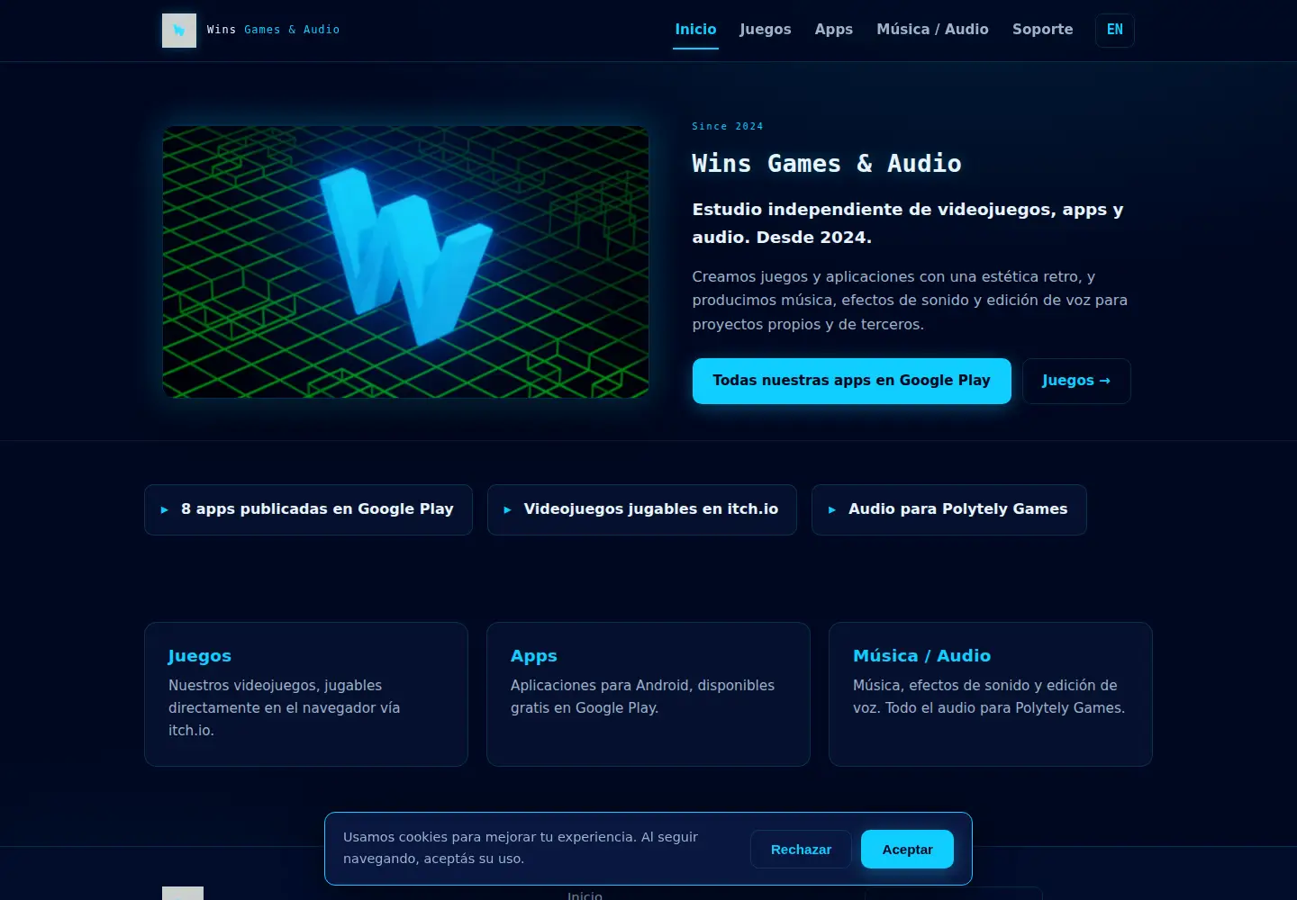 Captured homepage of wins.com.ar in the current scan