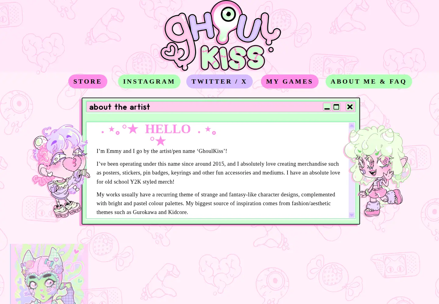 Captured homepage of ghoulkiss.com in the current scan