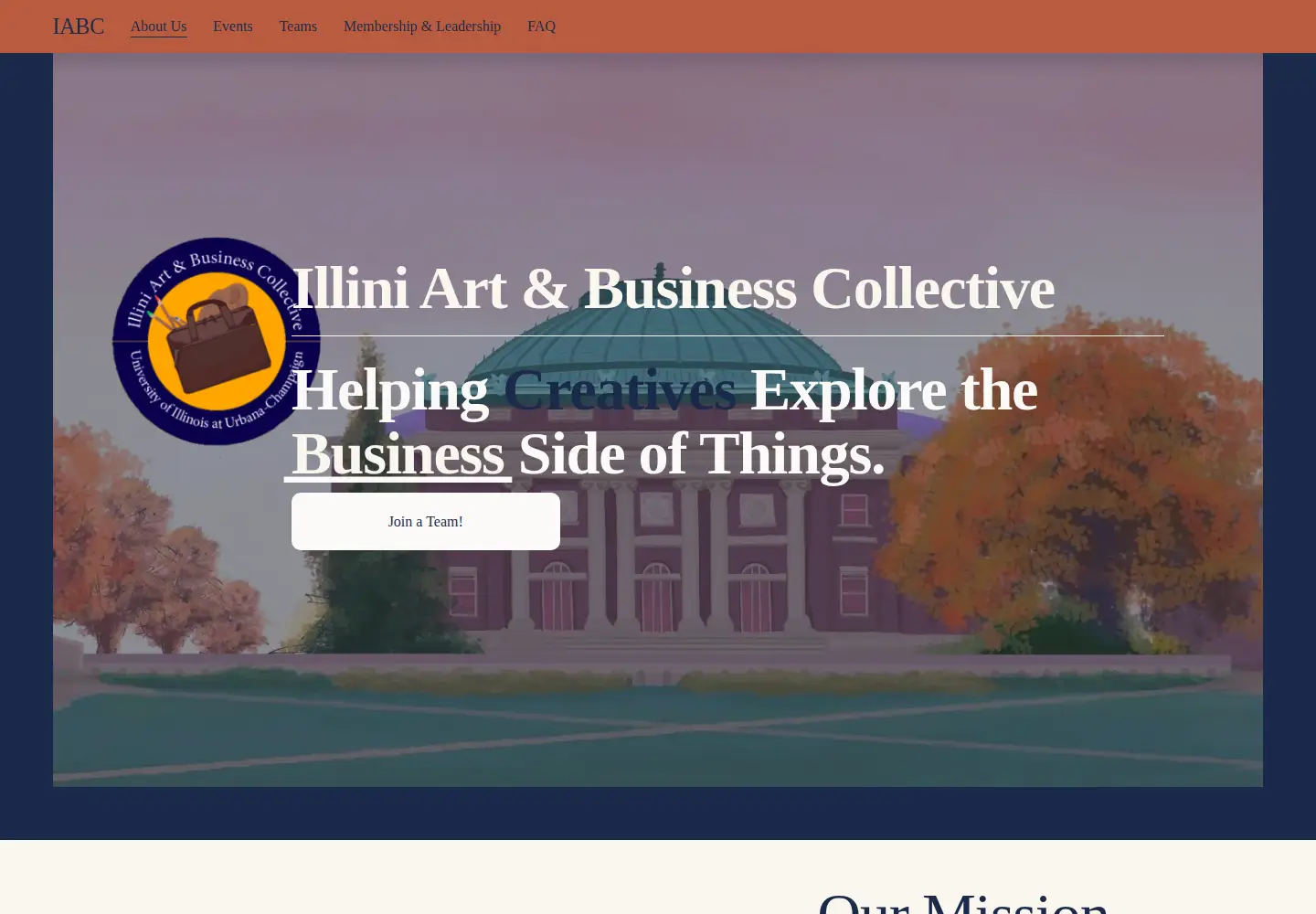 Screenshot of illiniartandbusinesscollective.com