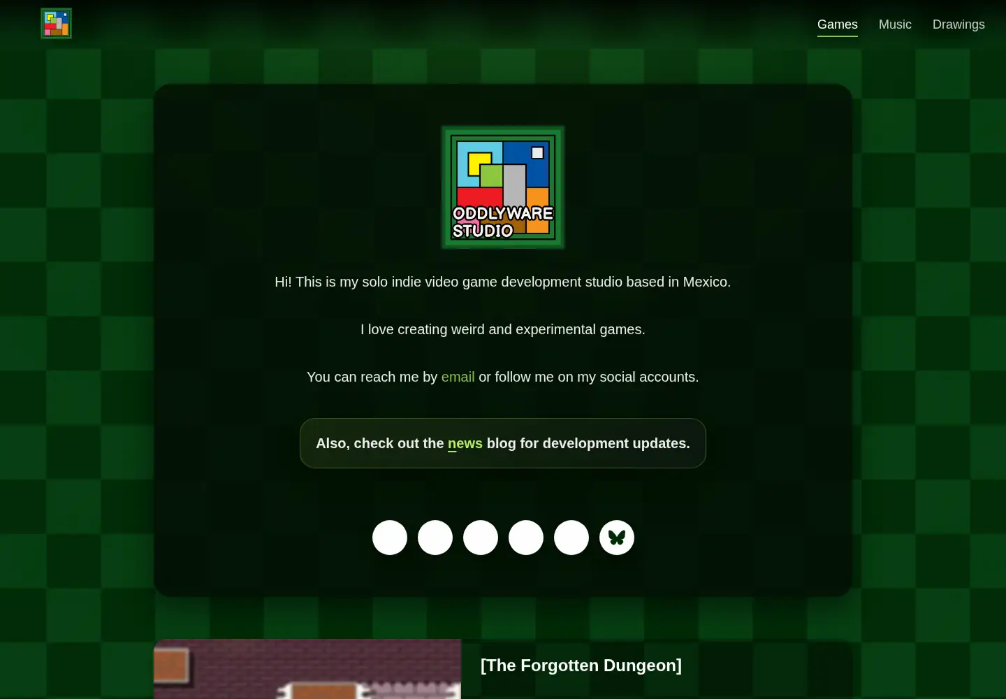 Captured homepage of oddlywarestudio.com in the current scan