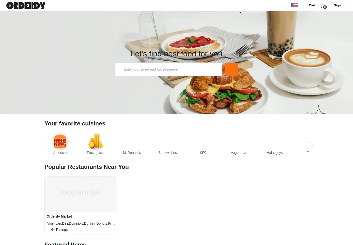 Captured homepage of orderdy.com in the current scan