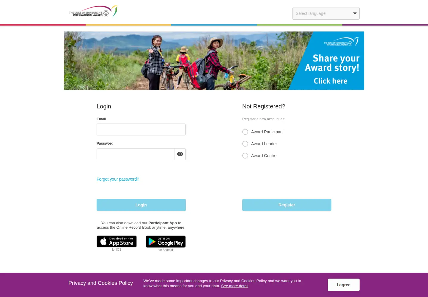 Screenshot of onlinerecordbook.org