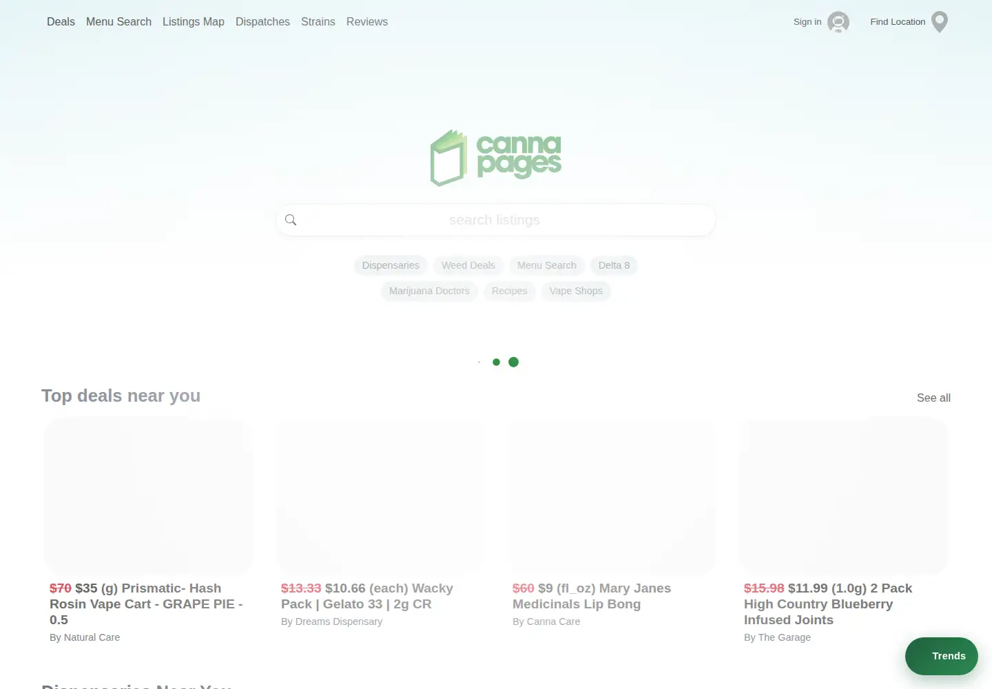 Screenshot of cannapages.com