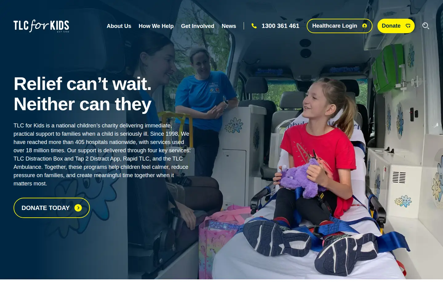 Screenshot of tlcforkids.org.au