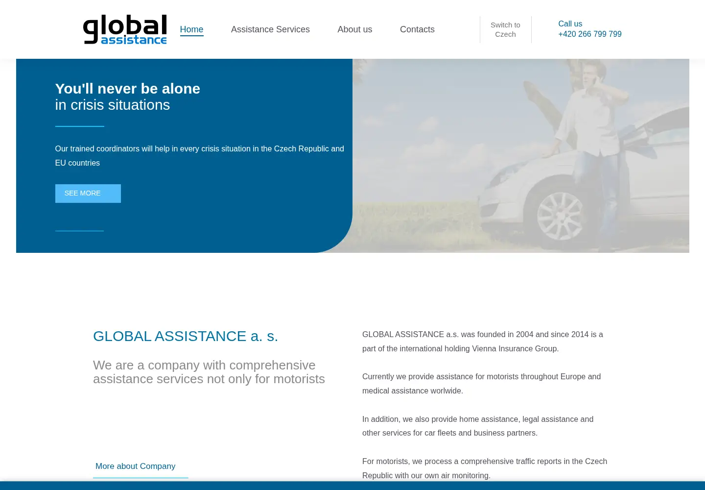 Captured homepage of globalassistance.cz in the current scan