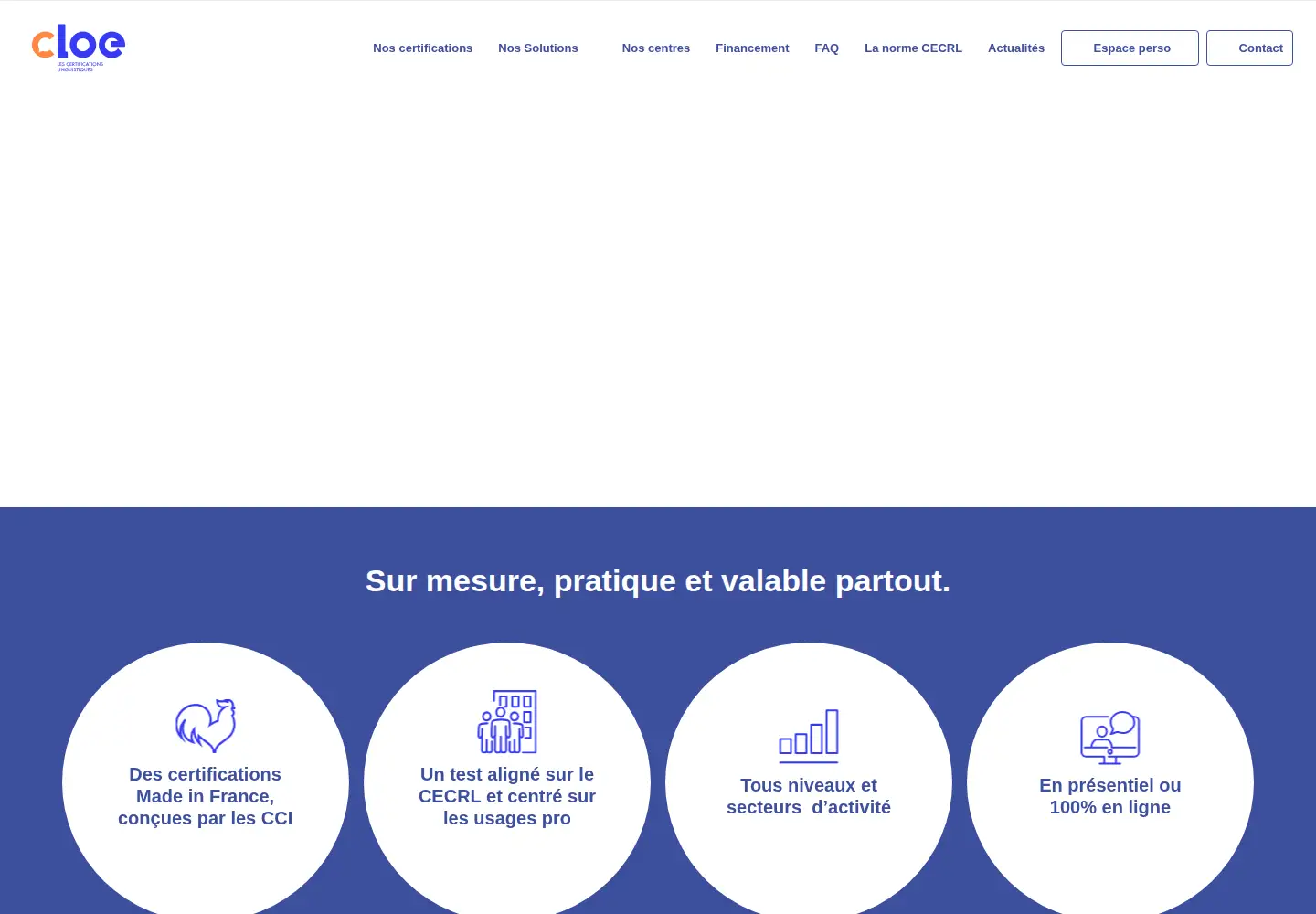Screenshot of certifications-cloe.com