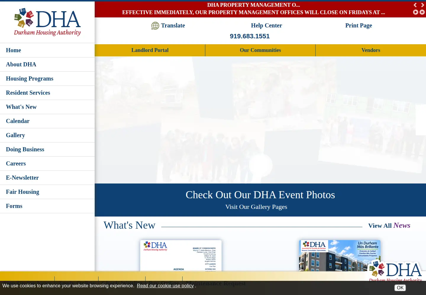 Screenshot of durhamhousingauthority.org