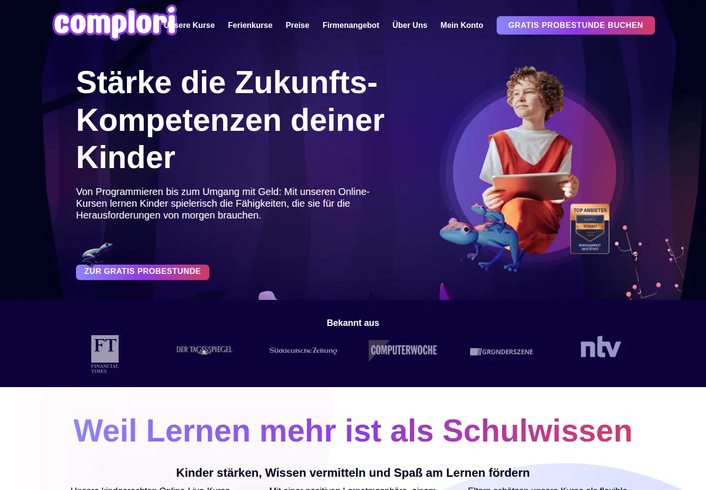 Captured homepage of complori.com in the current scan