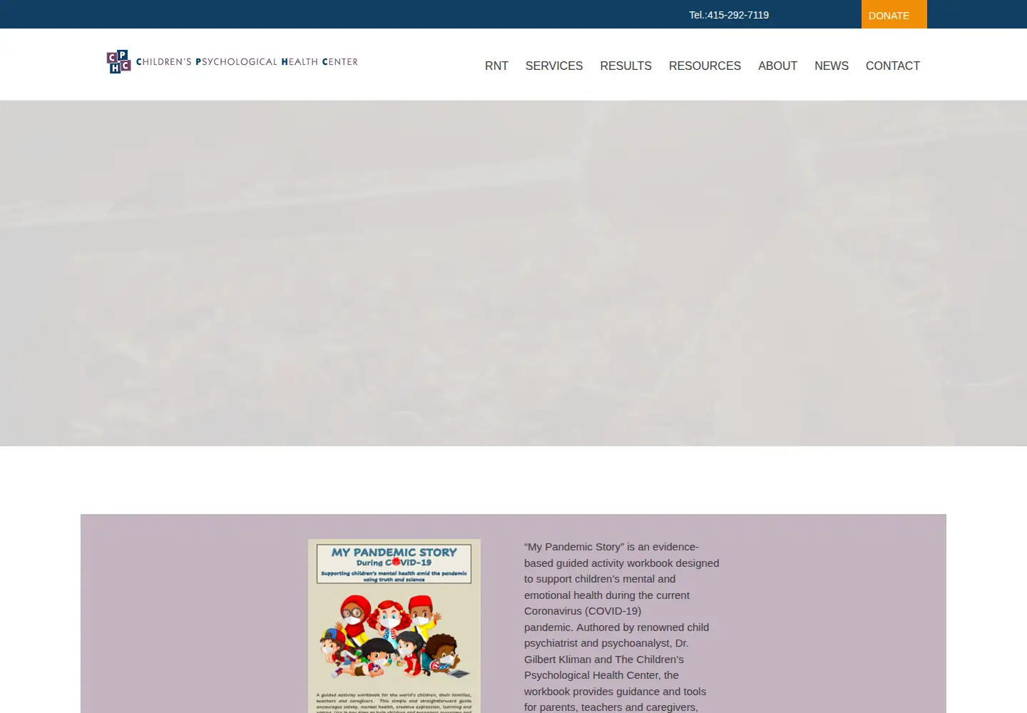 Captured homepage of childrenspsychologicalhealthcenter.org in the current scan