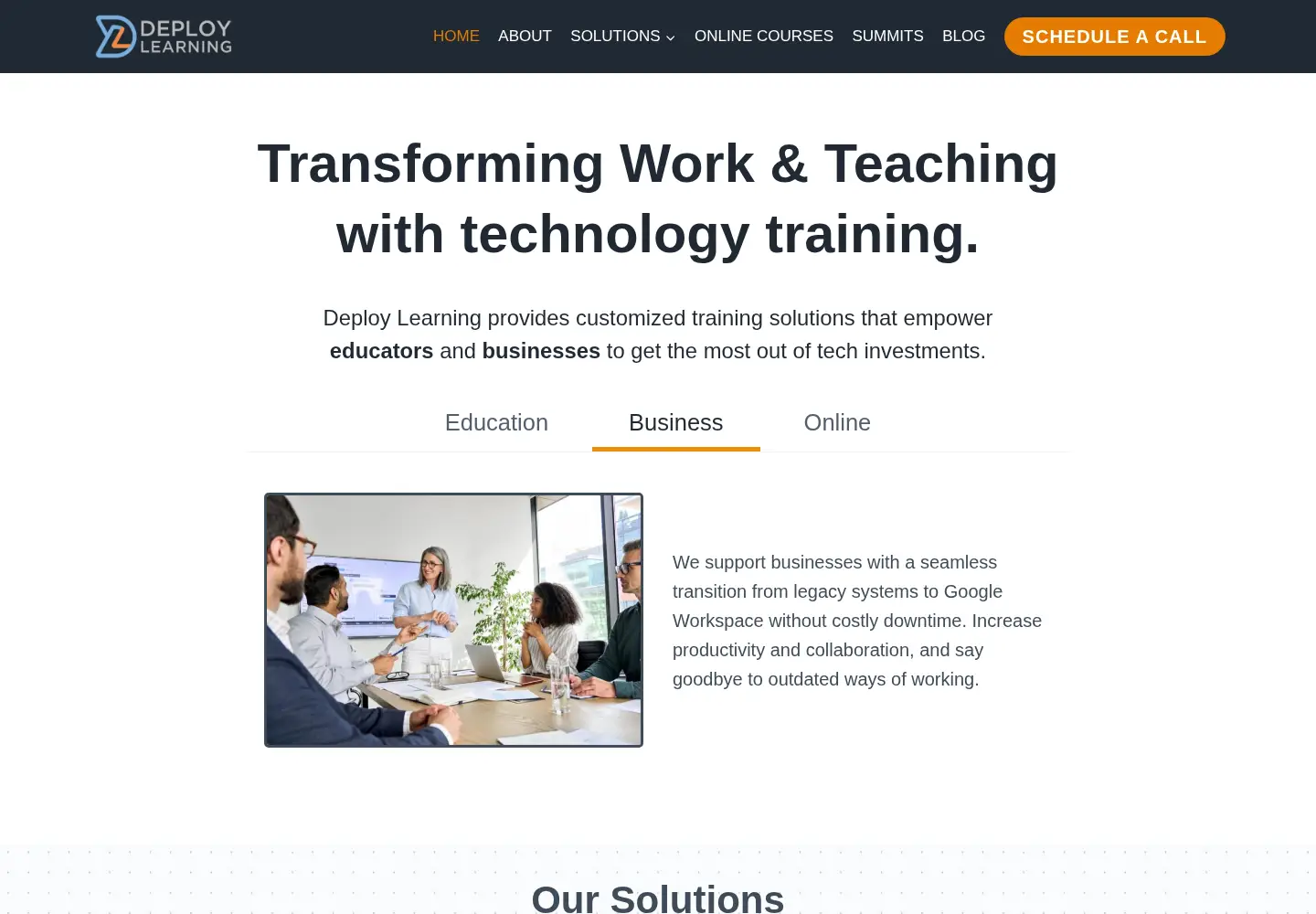 Captured homepage of deploylearning.com in the current scan