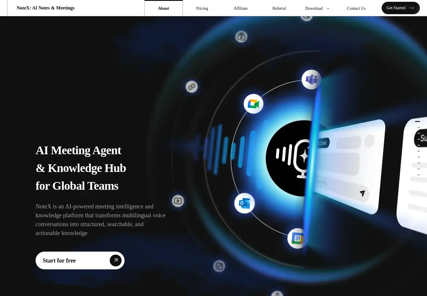 Captured homepage of notexapp.com in the current scan