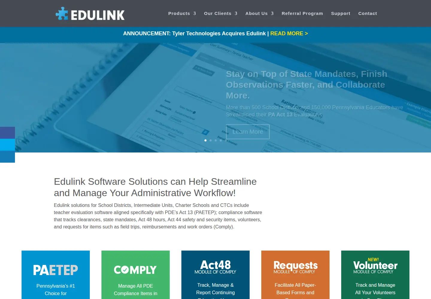 Captured homepage of edulinksolutions.com in the current scan