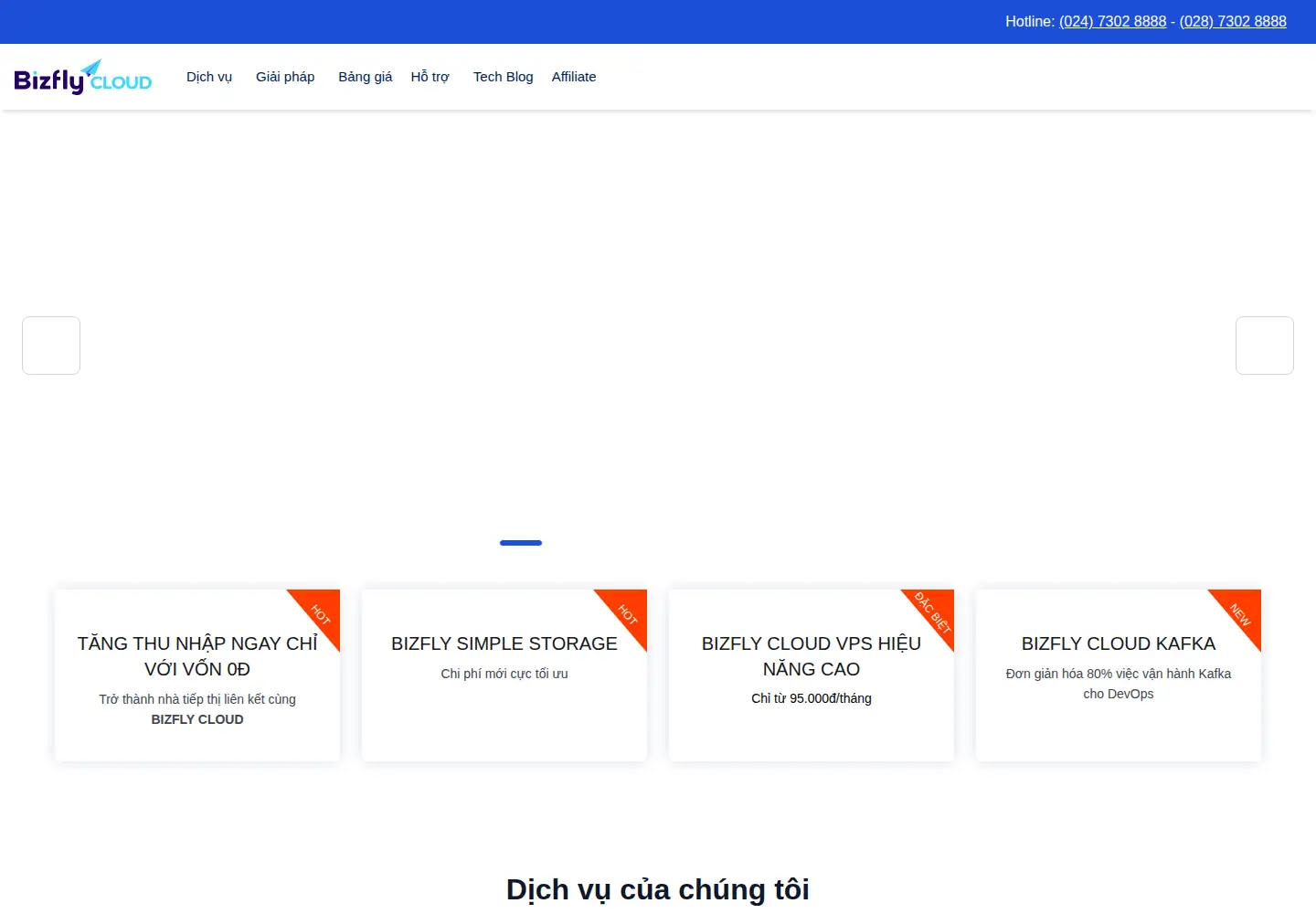Screenshot of bizflycloud.vn