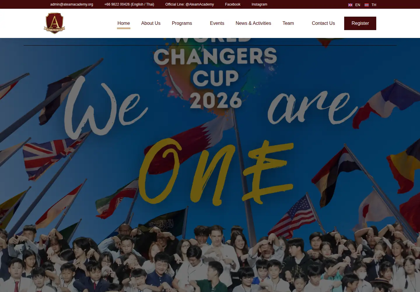 Captured homepage of ateamacademy.org in the current scan