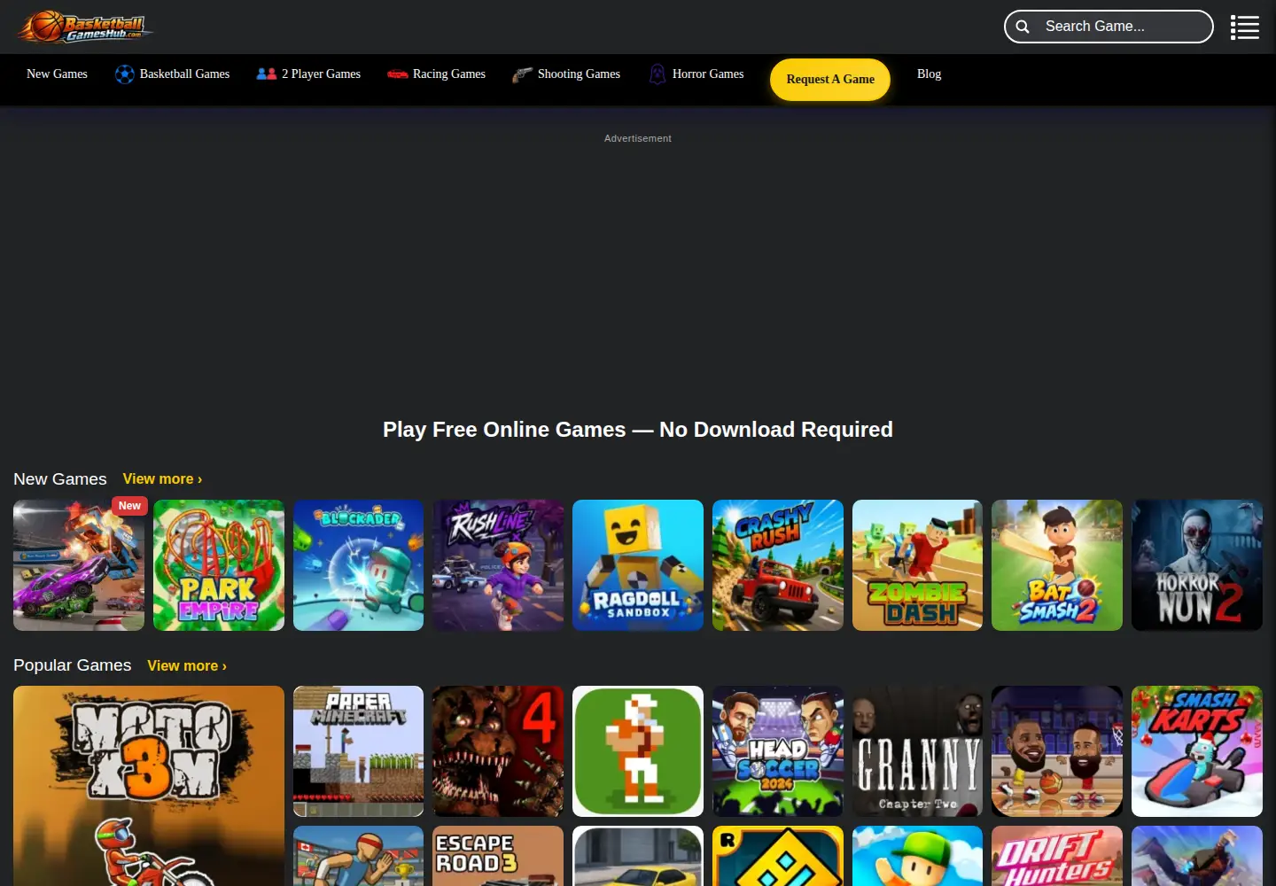 Screenshot of basketballgameshub.com