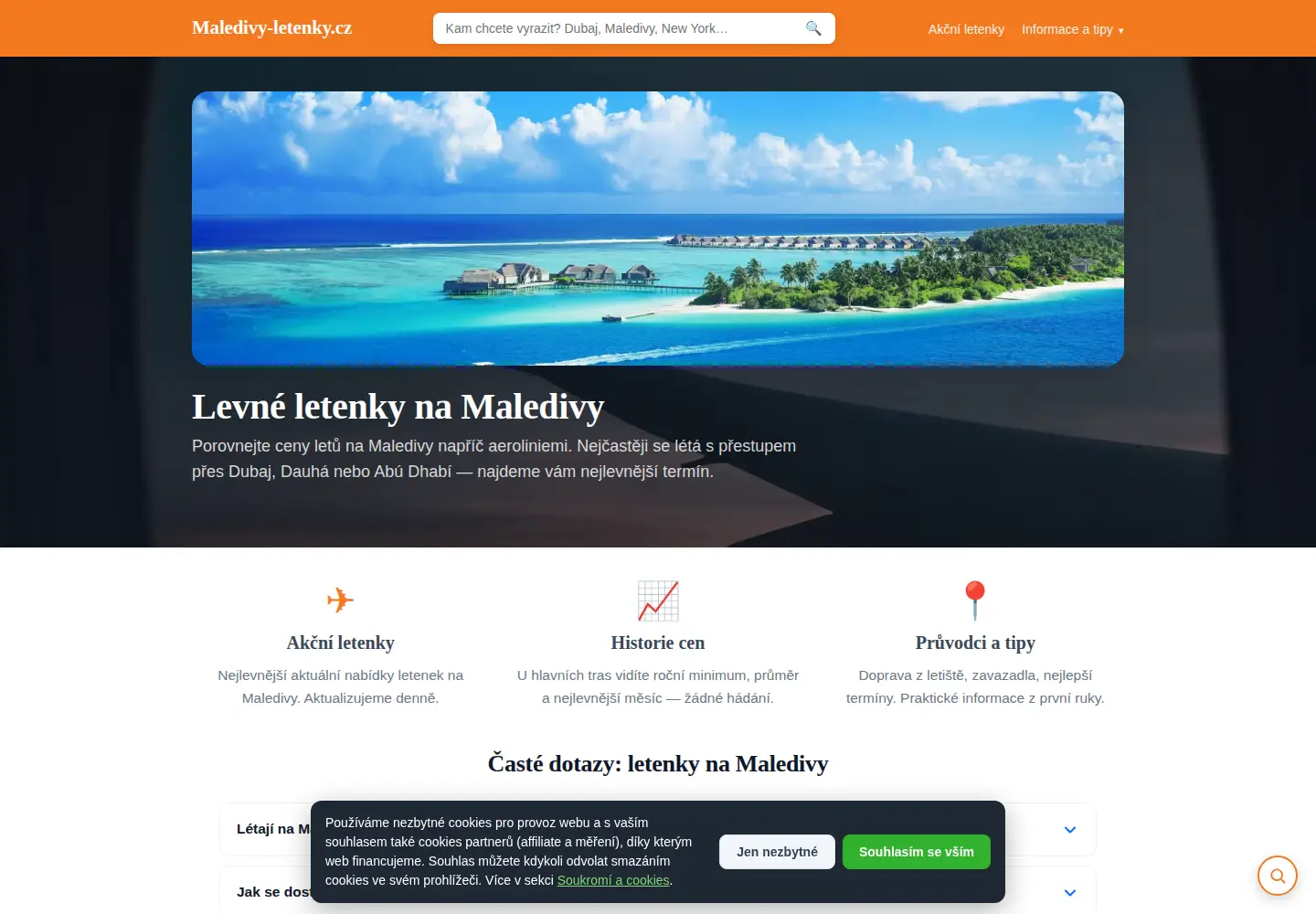 Captured homepage of maledivy-letenky.cz in the current scan