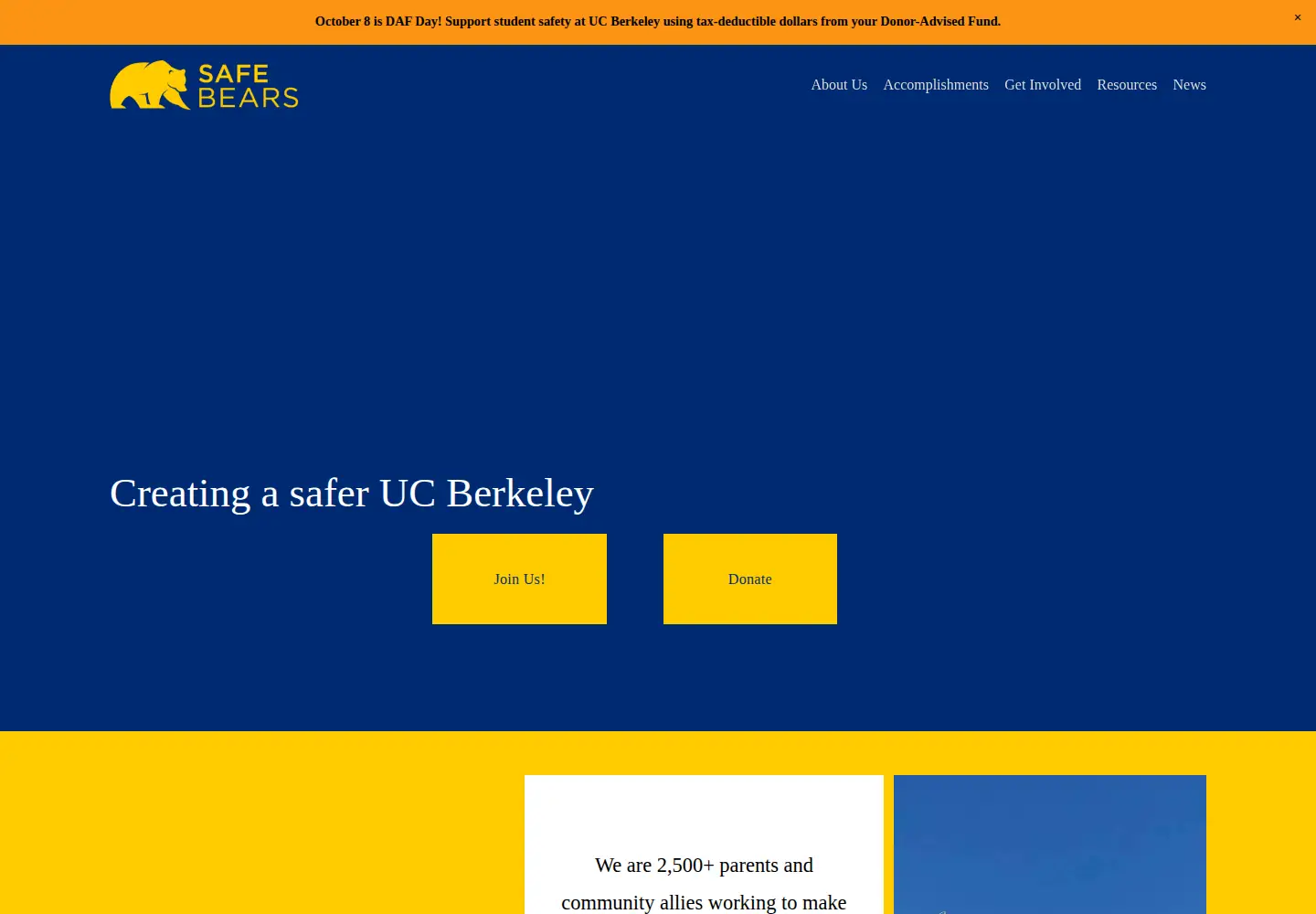 Captured homepage of safebears.org in the current scan