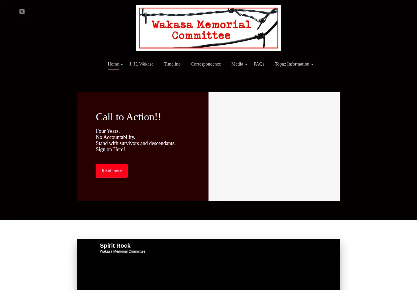 Screenshot of wakasamemorial.org