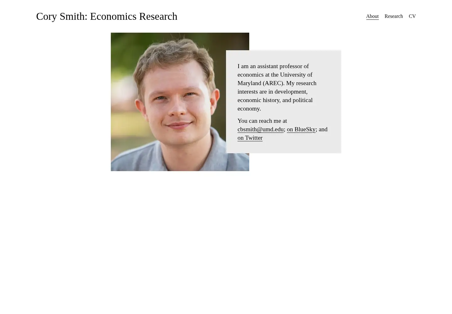 Screenshot of corybsmith.com