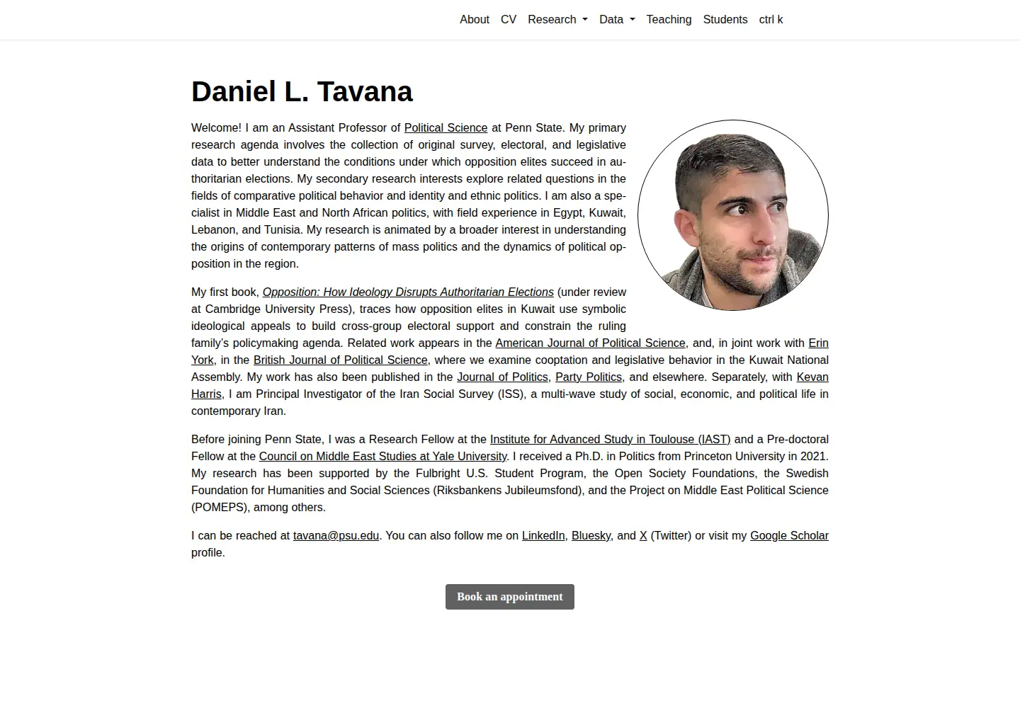 Captured homepage of danieltavana.com in the current scan