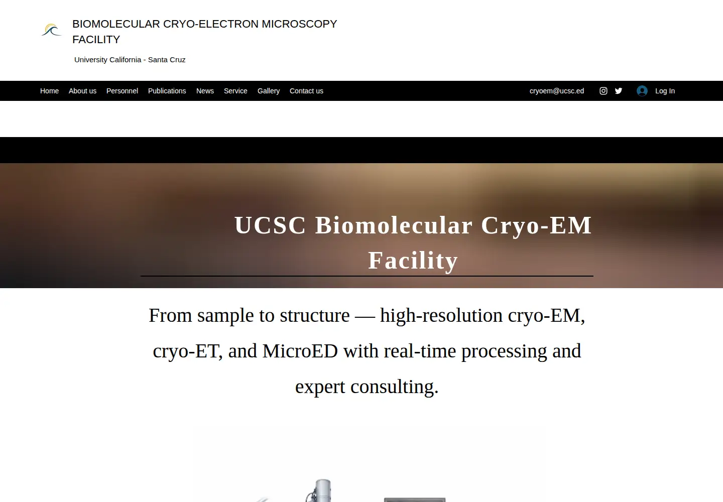 Captured homepage of ucsccryoem.org in the current scan