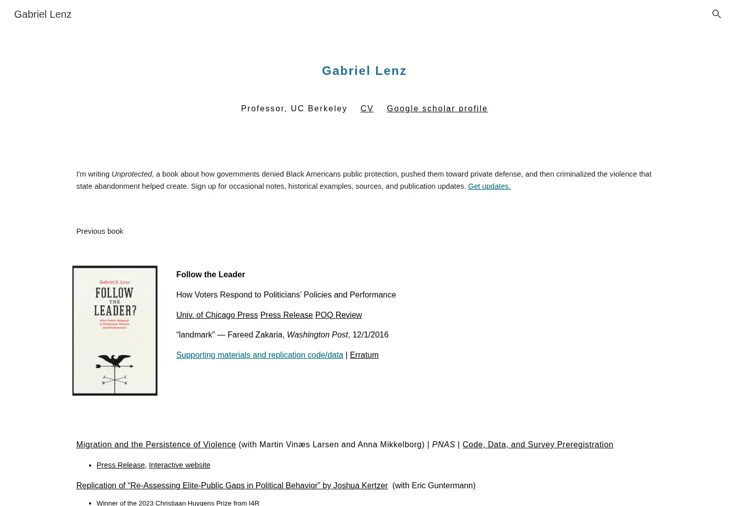 Captured homepage of gabriellenz.org in the current scan