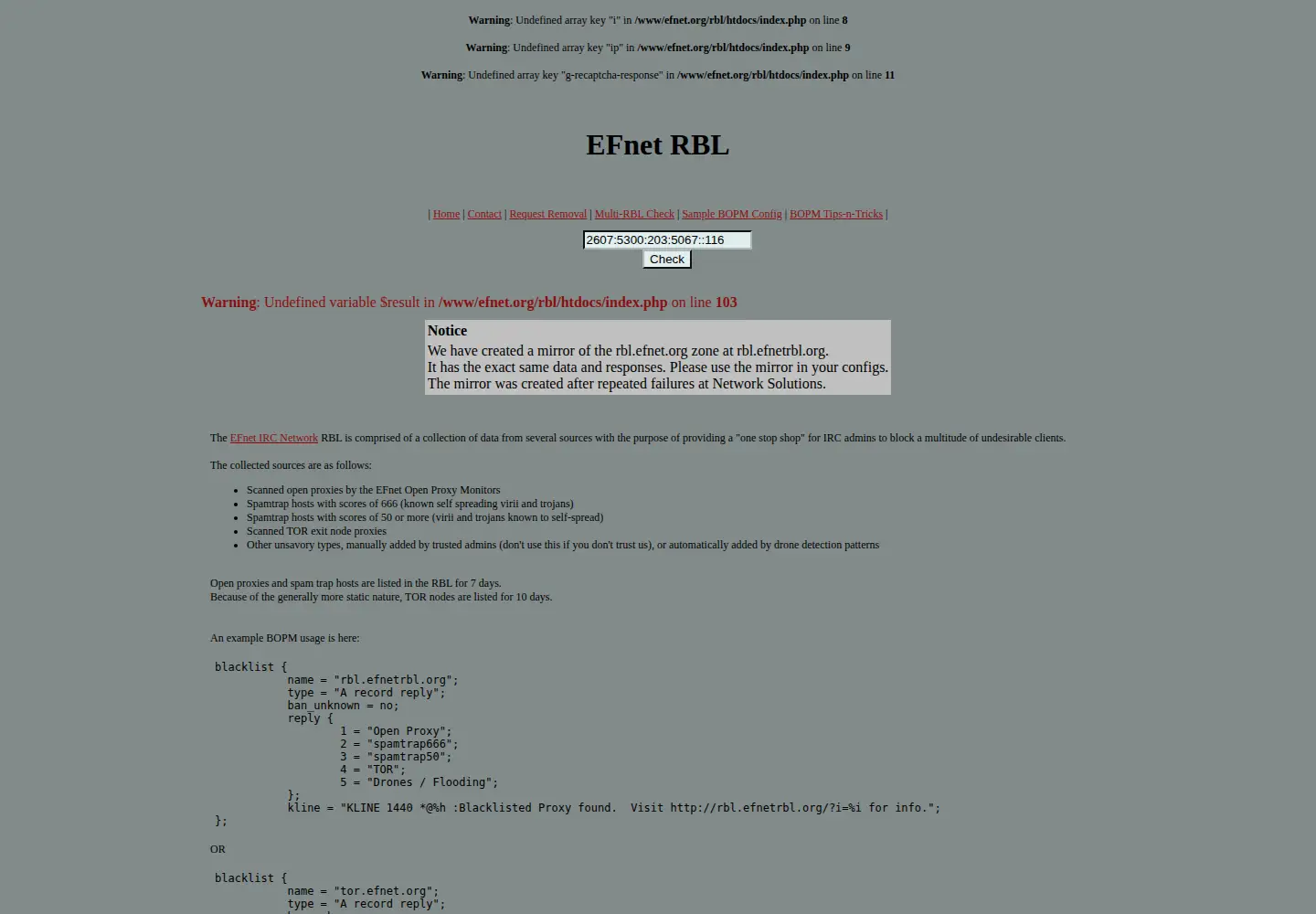 Screenshot of efnetrbl.org