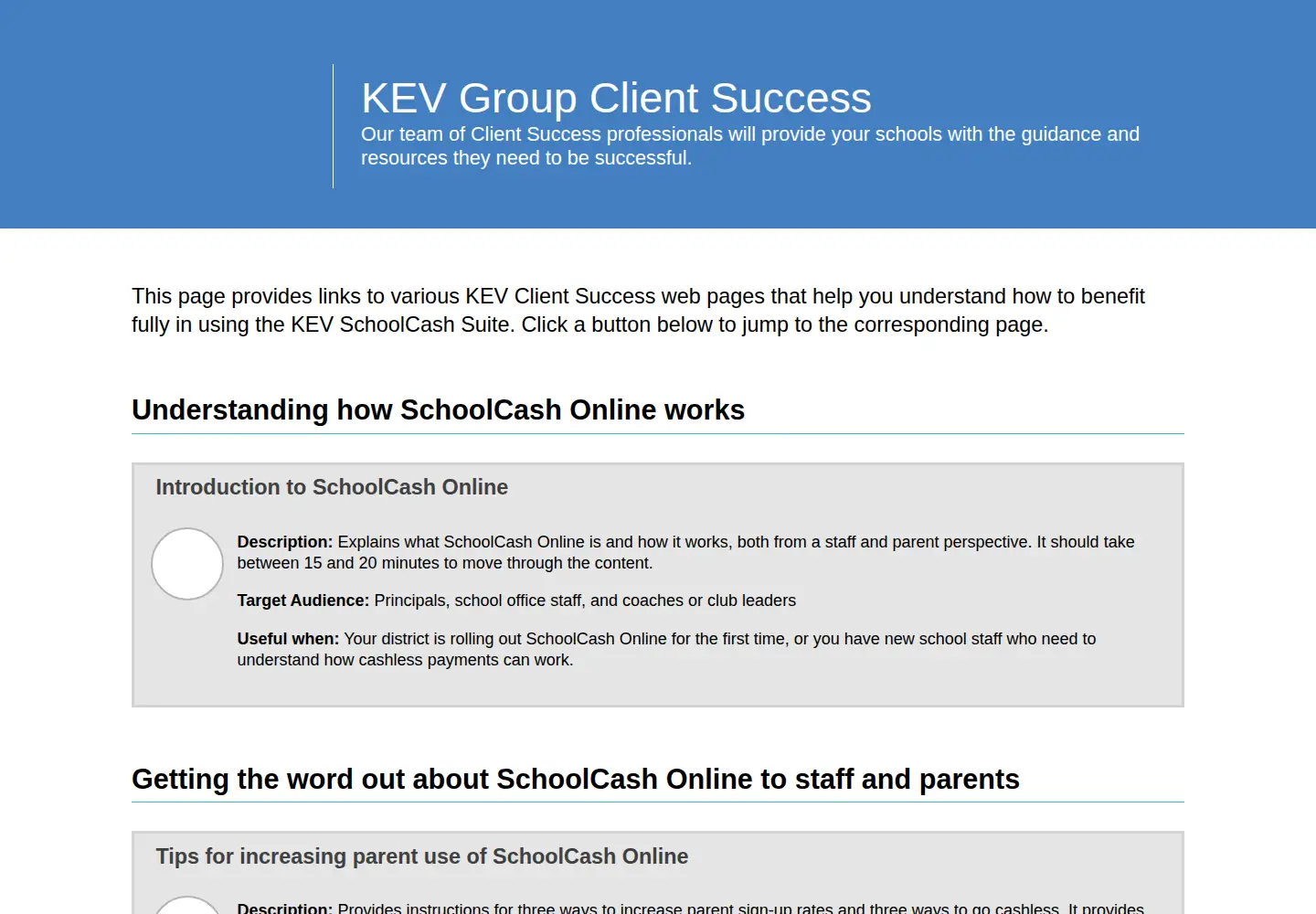 Screenshot of kevclientsuccess.com