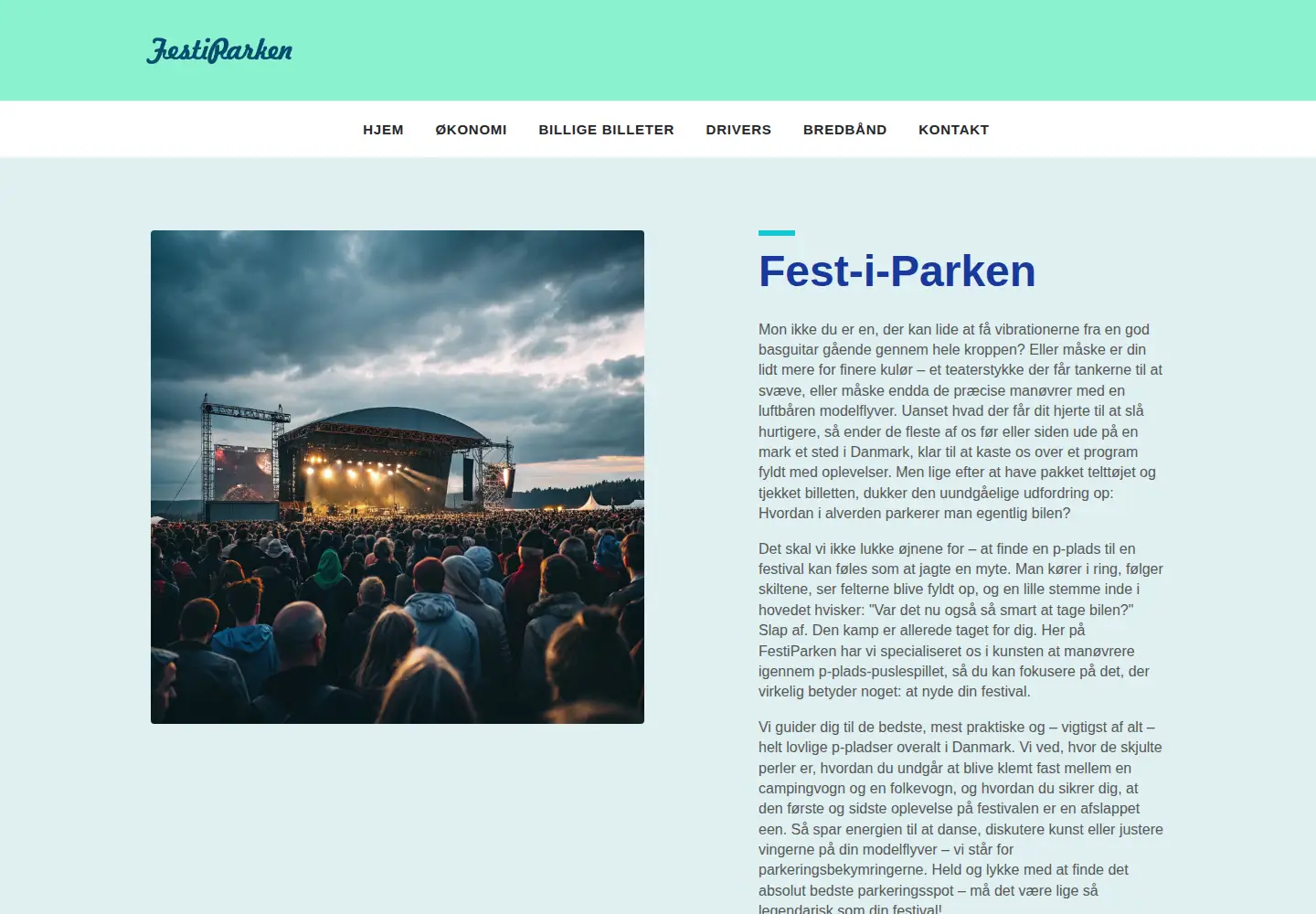 Captured homepage of festiparken.dk in the current scan
