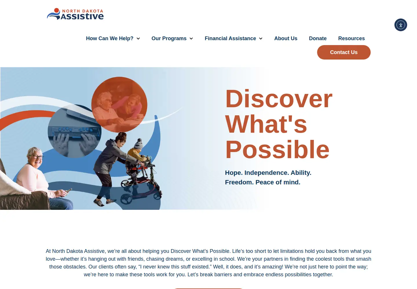 Captured homepage of ndassistive.org in the current scan