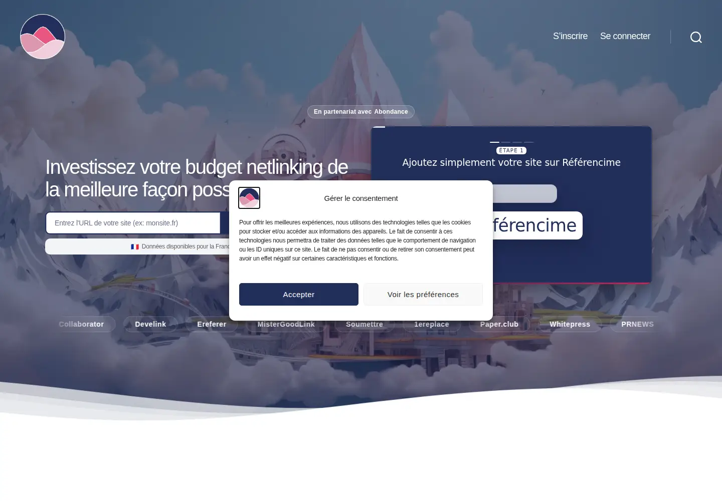 Captured homepage of referencime.fr in the current scan