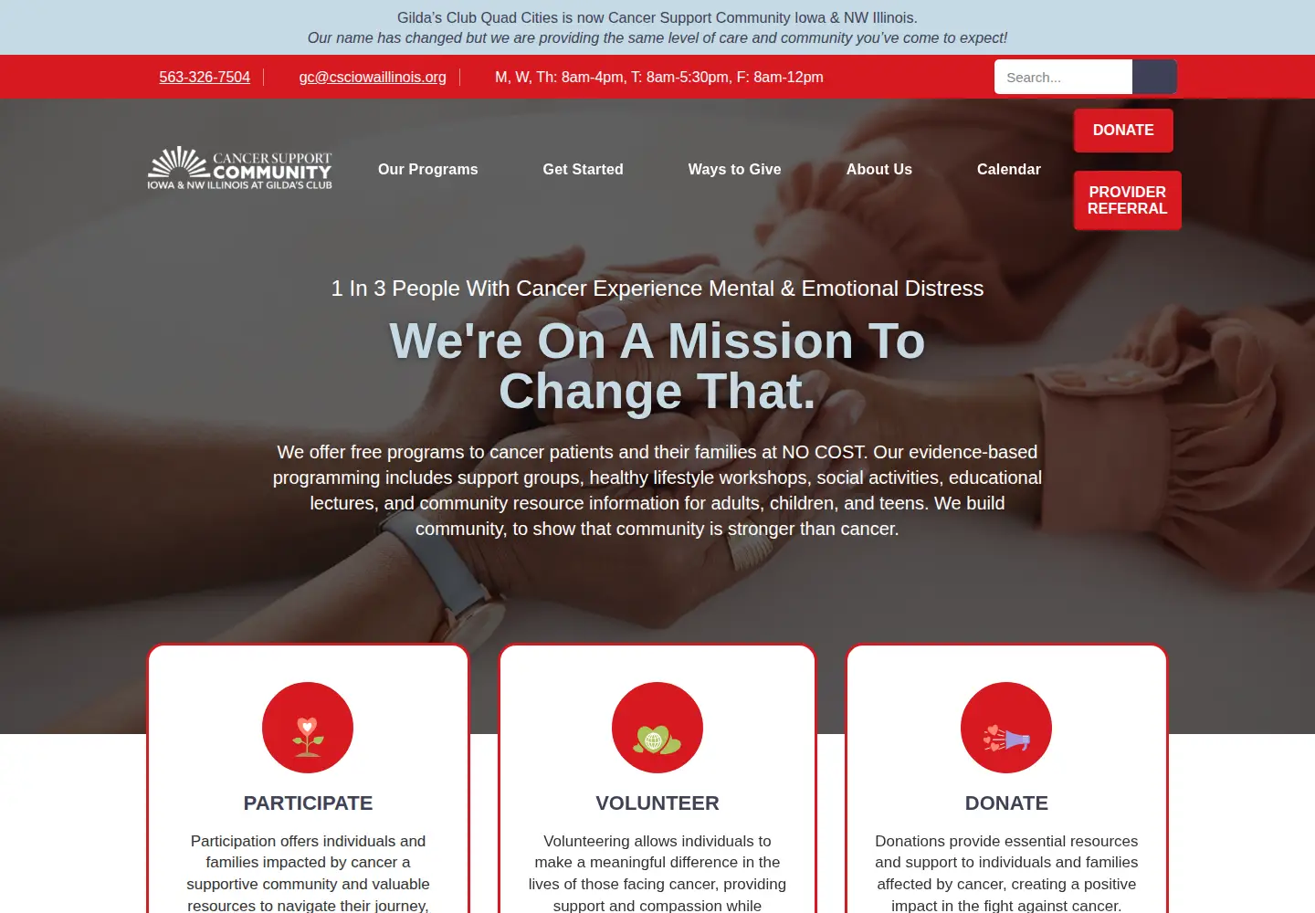 Captured homepage of csciowaillinois.org in the current scan