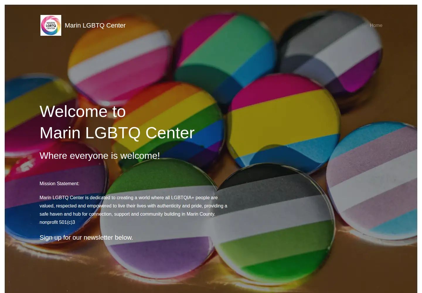 Captured homepage of marinlgbtqcenter.org in the current scan