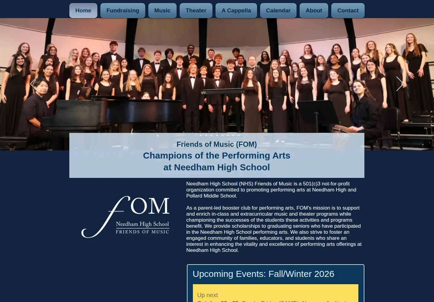 Captured homepage of nhsfriendsofmusic.org in the current scan