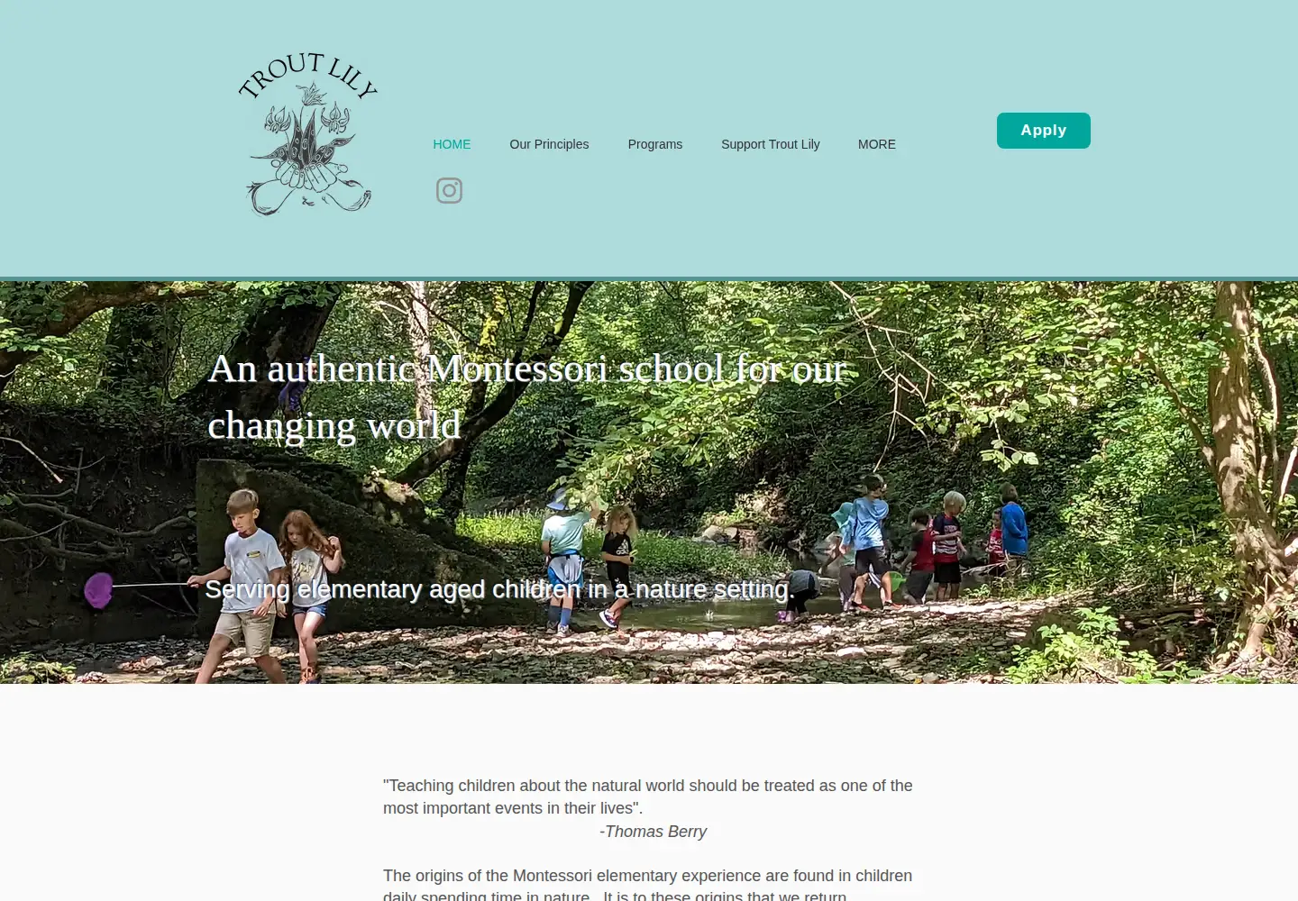 Captured homepage of troutlilymontessori.org in the current scan